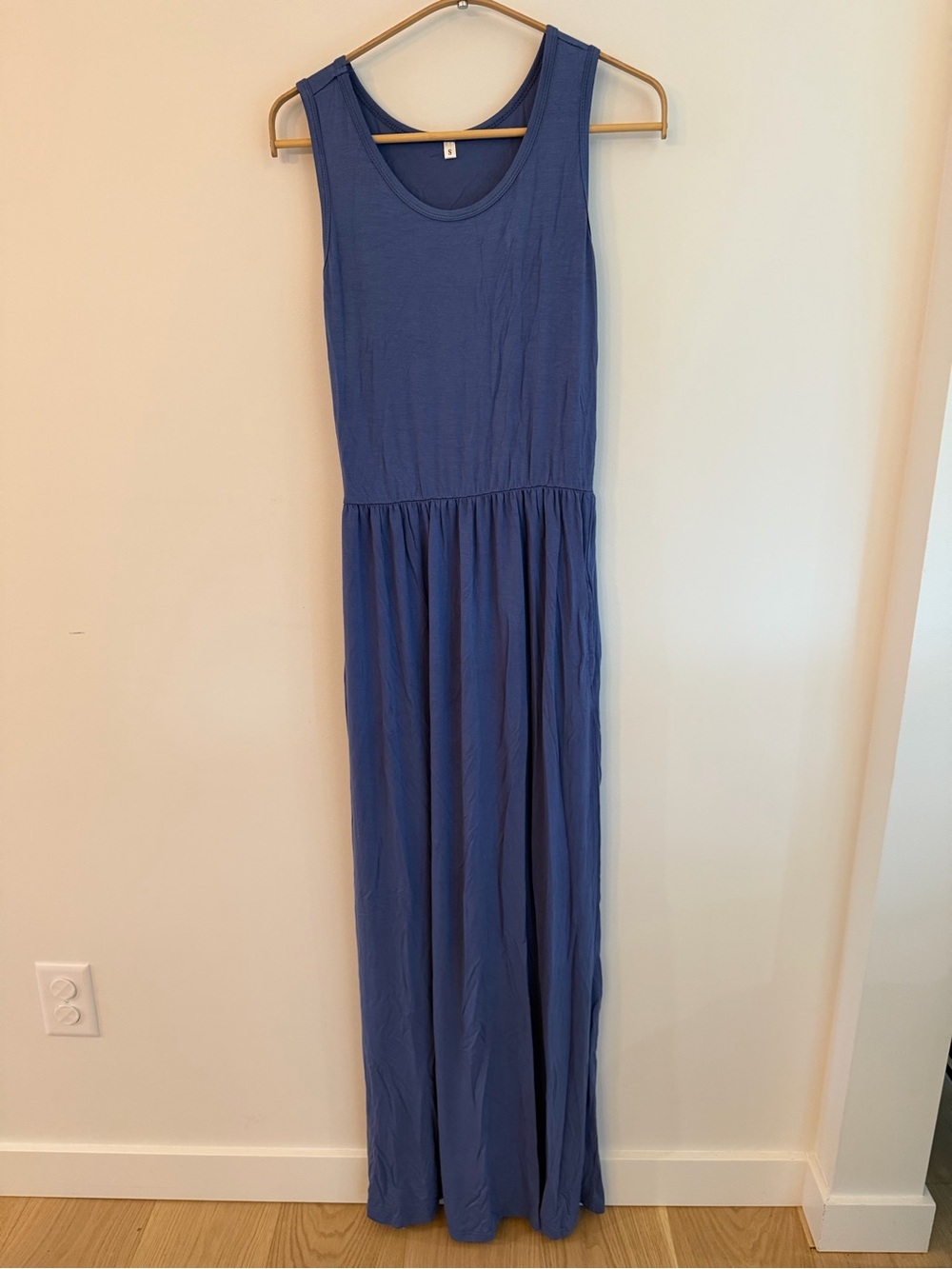 Sleeveless Indigo Maxi Dress with Scoop Neck